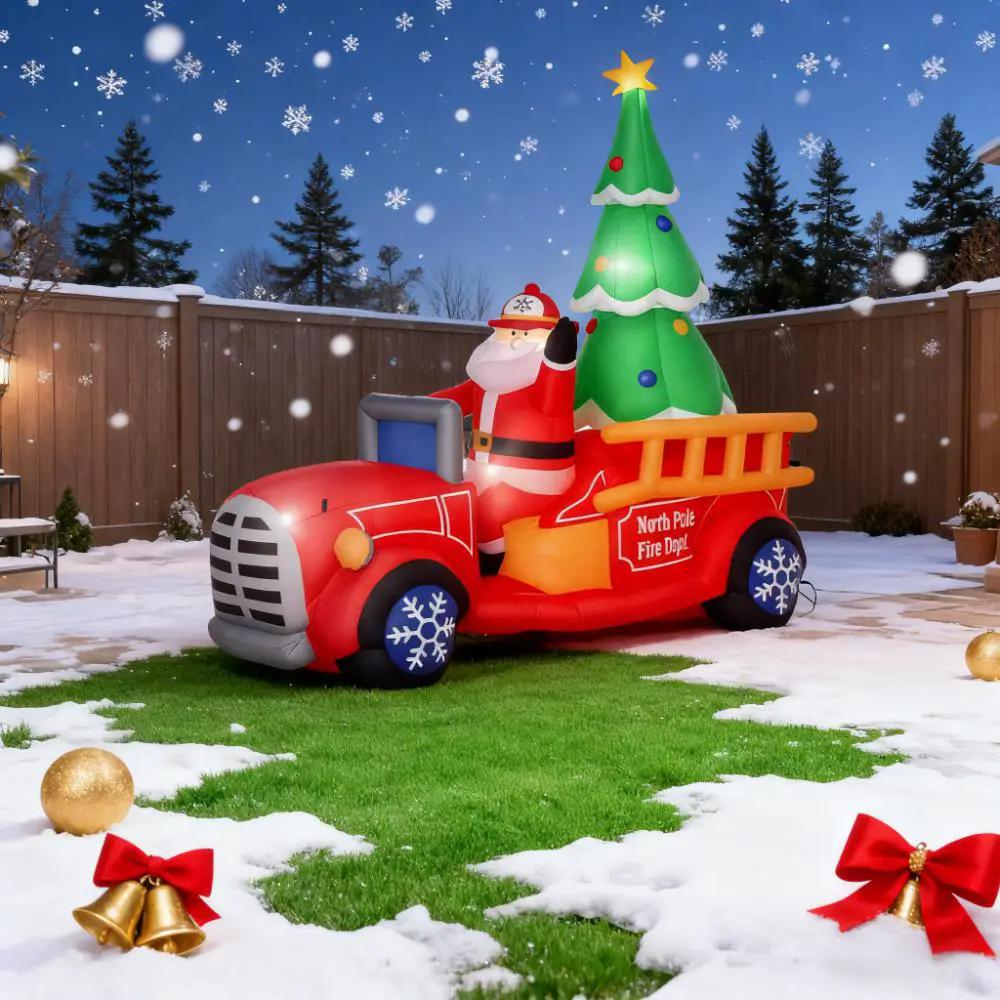 Inflatable Santa Truck with Lit Christmas Tree by HouseOfZazla