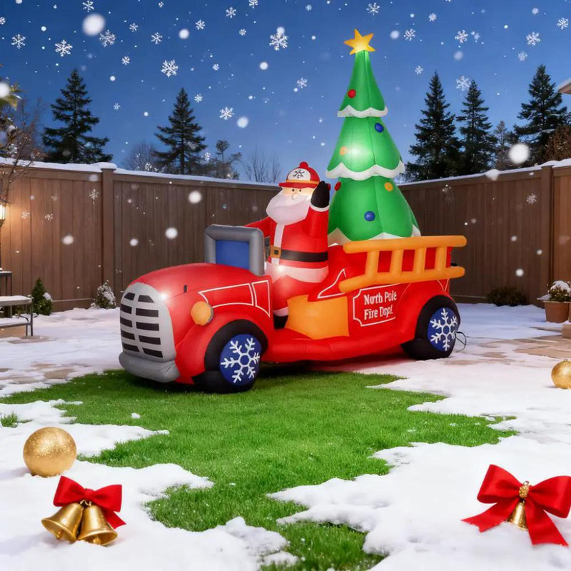 Inflatable Santa Truck with Lit Christmas Tree by HouseOfZazla
