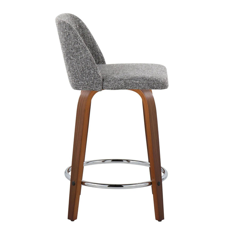 Toriano - Mid Century Modern Fixed Height Counter Stool With Swivel With Round Footrest (Set of 2) by HouseOfZazla