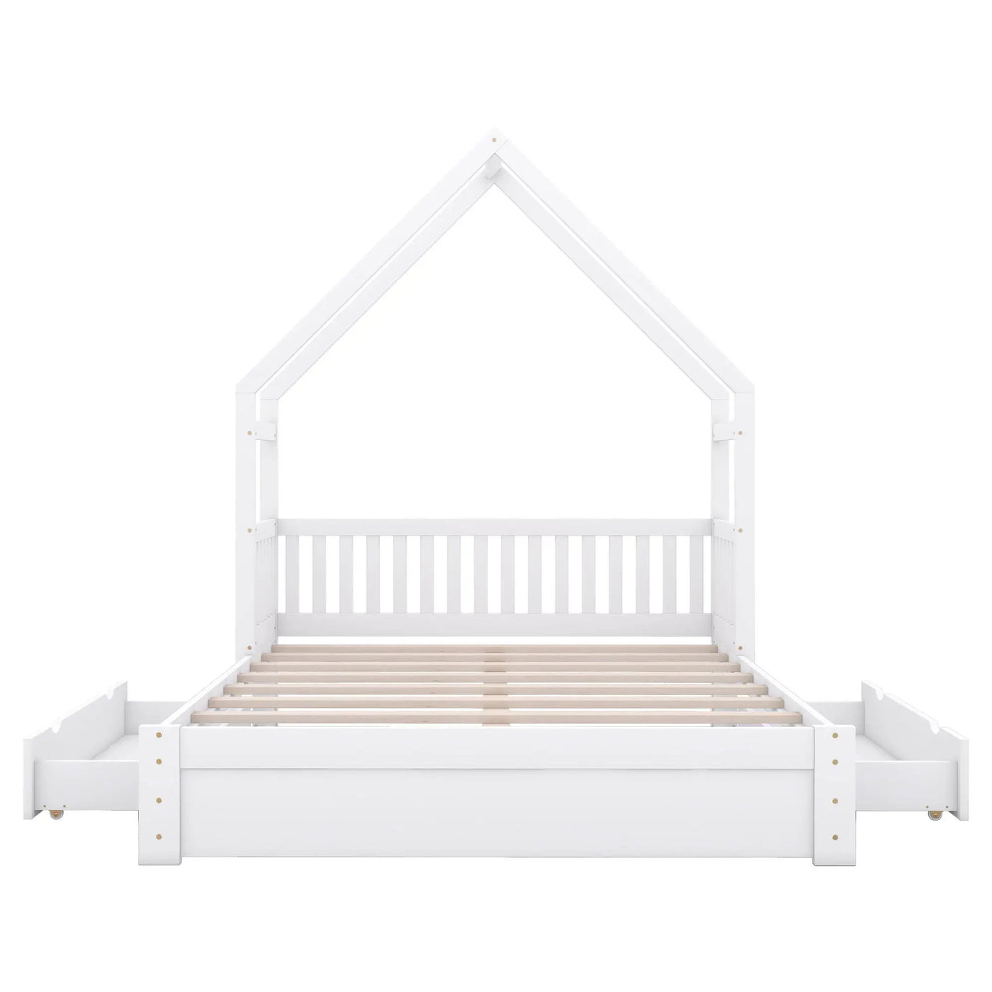 House Style Platform Bed With Guardrail And 2 Drawers by Unique Piece Furniture