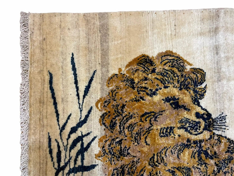 3.5 X 4 Handmade Hand-Knotted New Vintage Rug Quality Wool Lion Organic Dyes by Jewel Rugs
