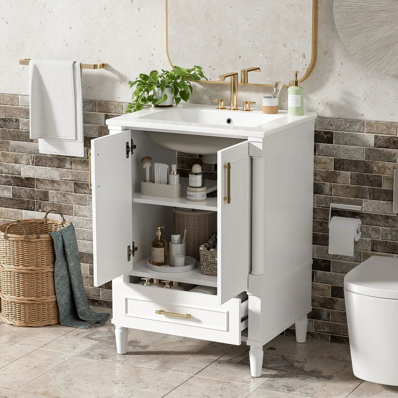 Bathroom Vanity With Ornate French Cylinder Legs, Soft Close Drawer by HouseOfZazla