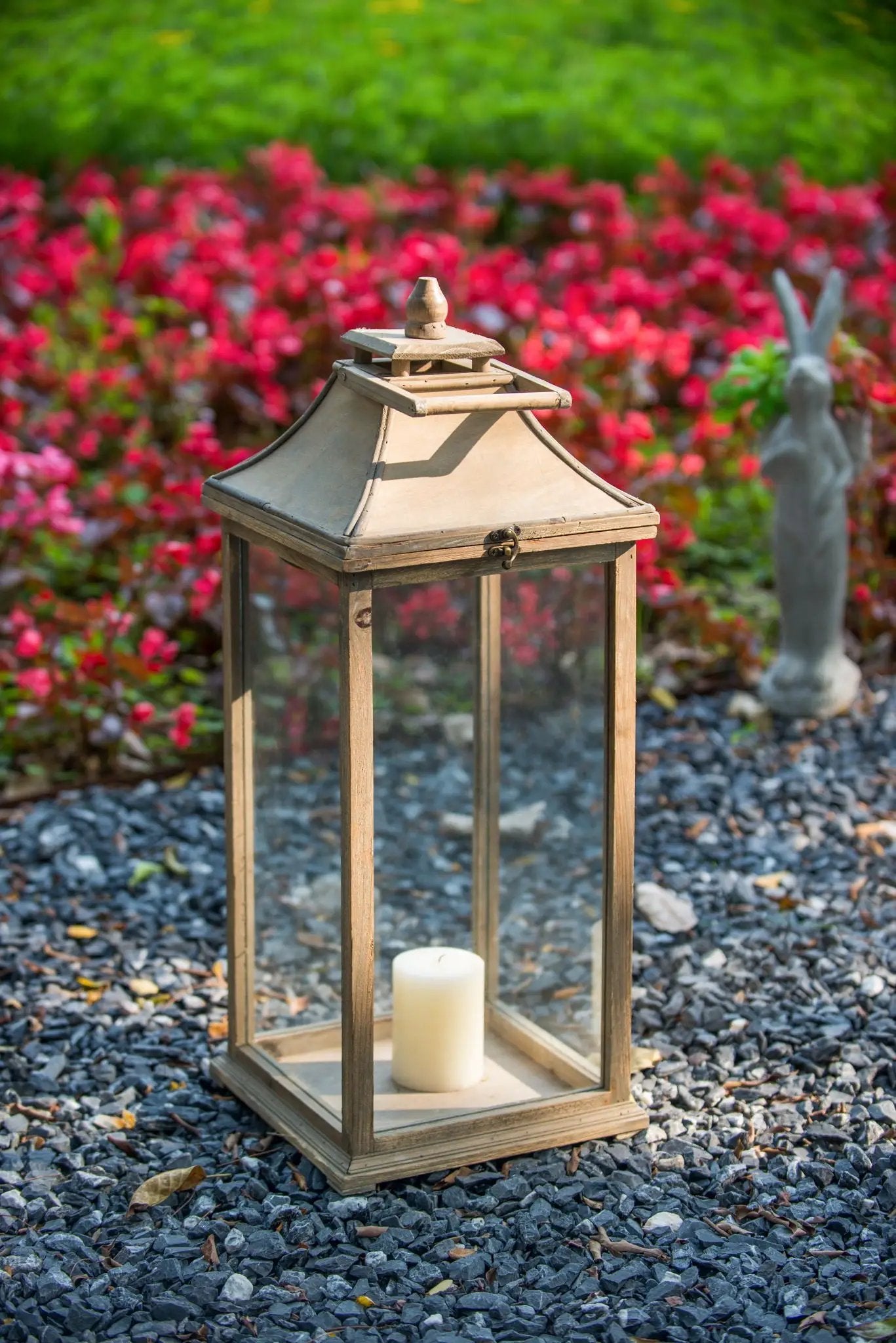 Candle Lantern Decorative, Hurricane Lantern Holder Decor For Indoor Outdoor, Home Garden Wedding - Ivory by HouseOfZazla