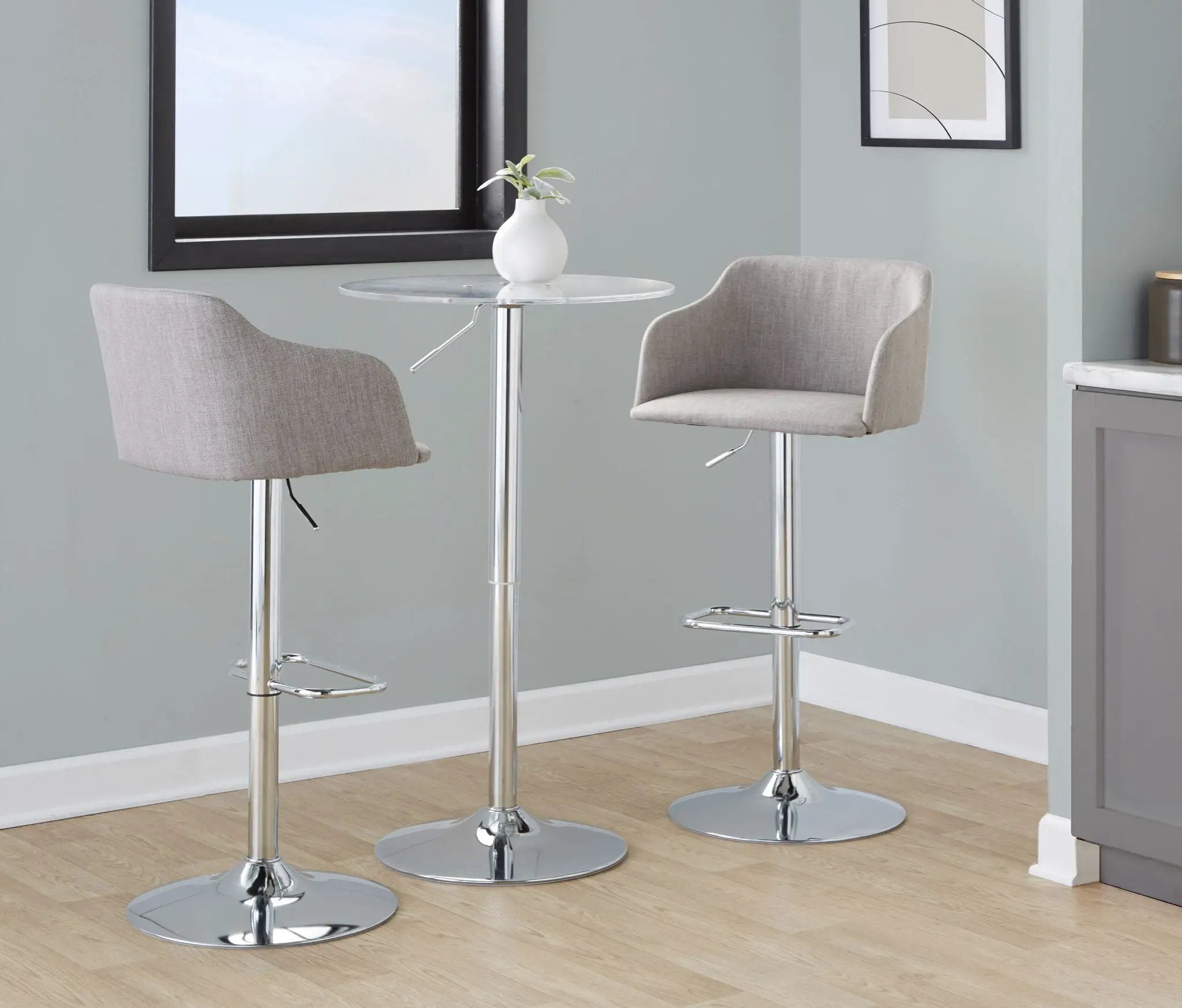 Daniella - Contemporary Adjustable Barstool With Swivel - Light Gray by Unique Piece Furniture