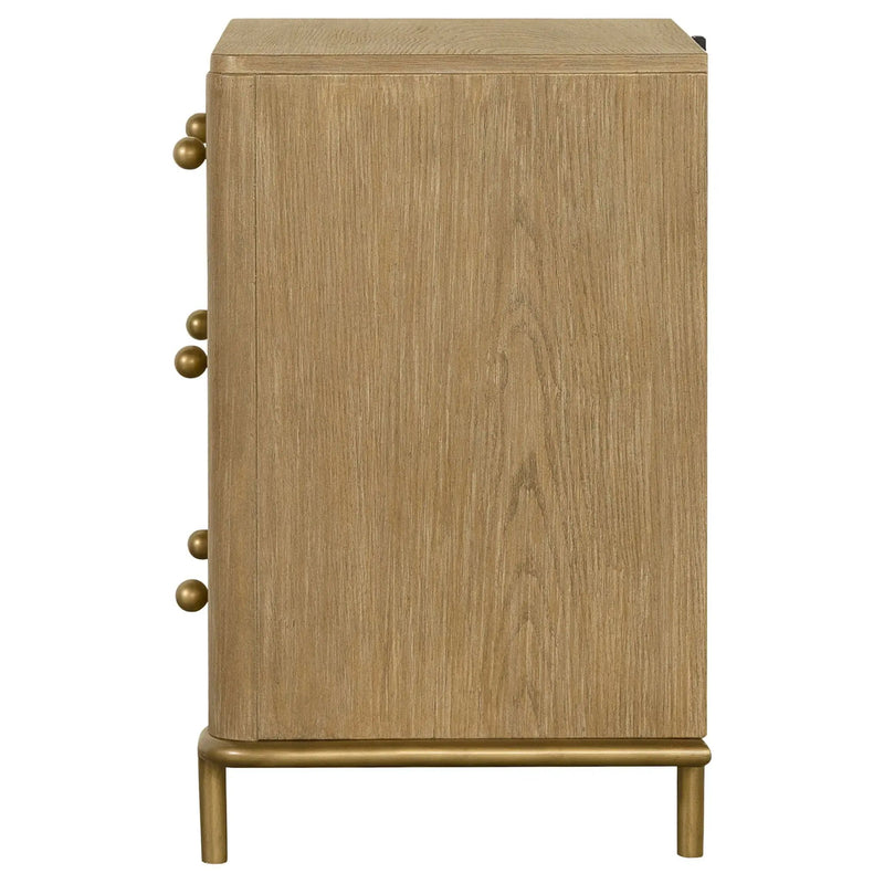 3 Drawer Nightstand With USB Ports - Brown