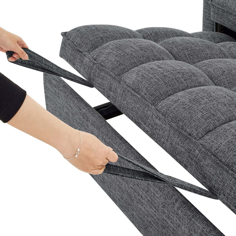 Sienna - Tufted Convertible Sleeper Sofa With Chaise - Gray by HouseOfZazla