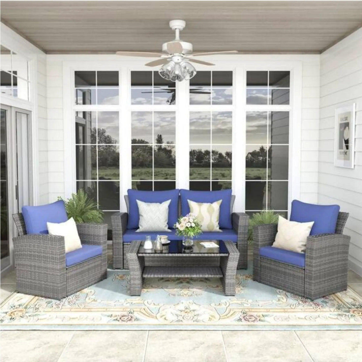 Modern Patio Set With Table And Cushions by HouseOfZazla