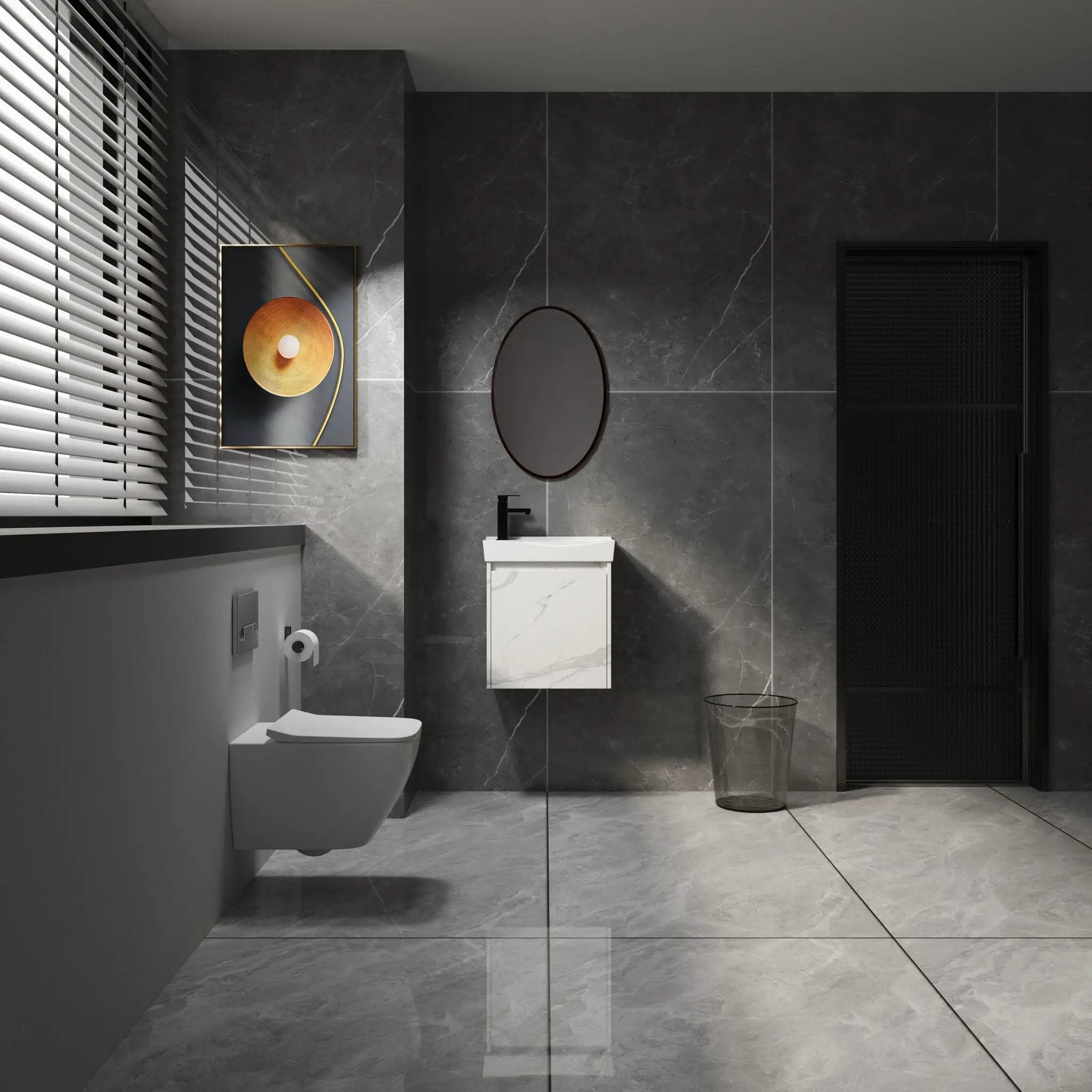 Modern Bathroom Vanity With Ceramic Basin, Wall Mounted Floating Sink Combo, Storage Cabinet by HouseOfZazla