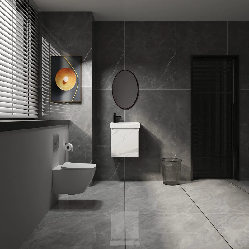 Modern Bathroom Vanity With Ceramic Basin, Wall Mounted Floating Sink Combo, Storage Cabinet by HouseOfZazla