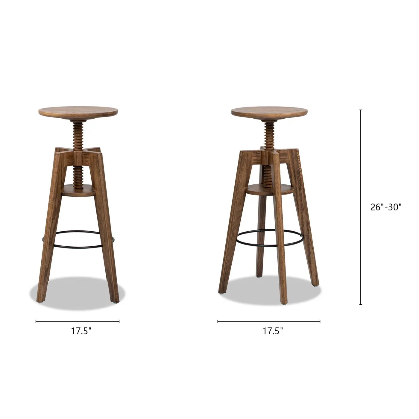 Spencer - Minimalist Oak Adjustable Bar Counter Stool - Walnut Brown Oak by HouseOfZazla