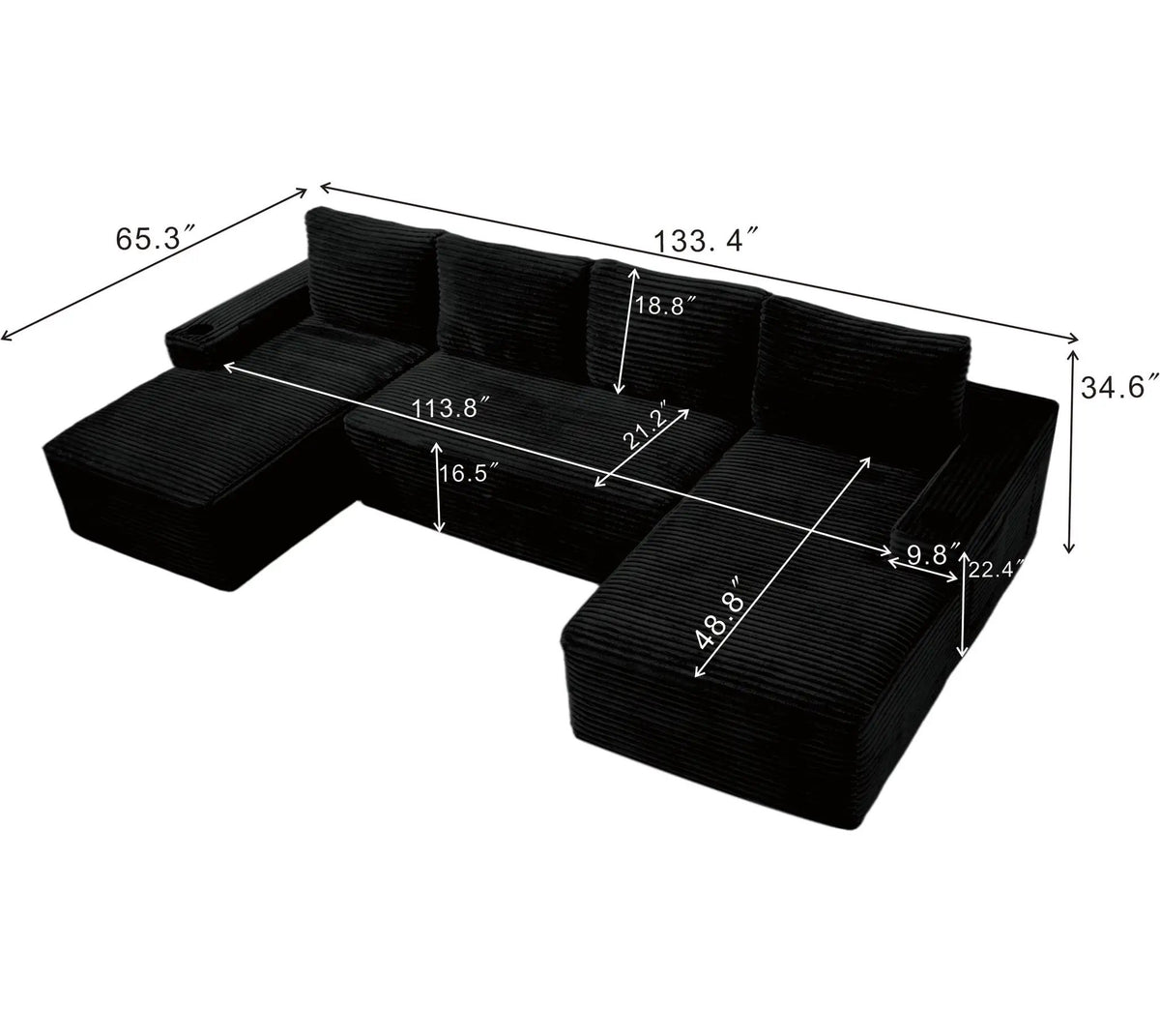 Compressible U-Shaped Sectional Sofa Set by HouseOfZazla
