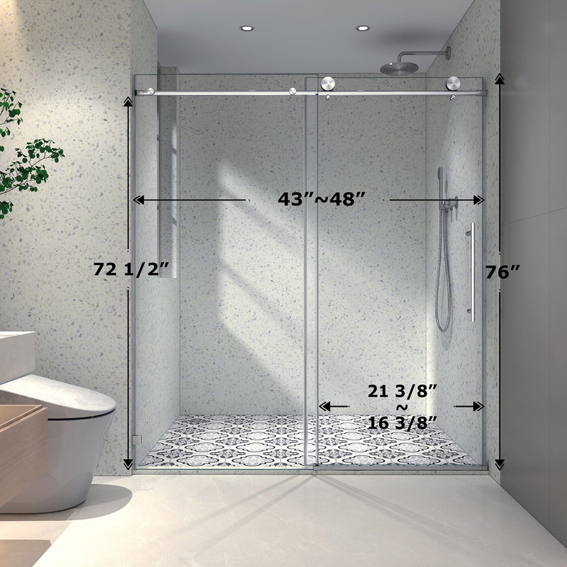 4876 Brushed Nickel Frameless Shower Door with Soft Closing by HouseOfZazla
