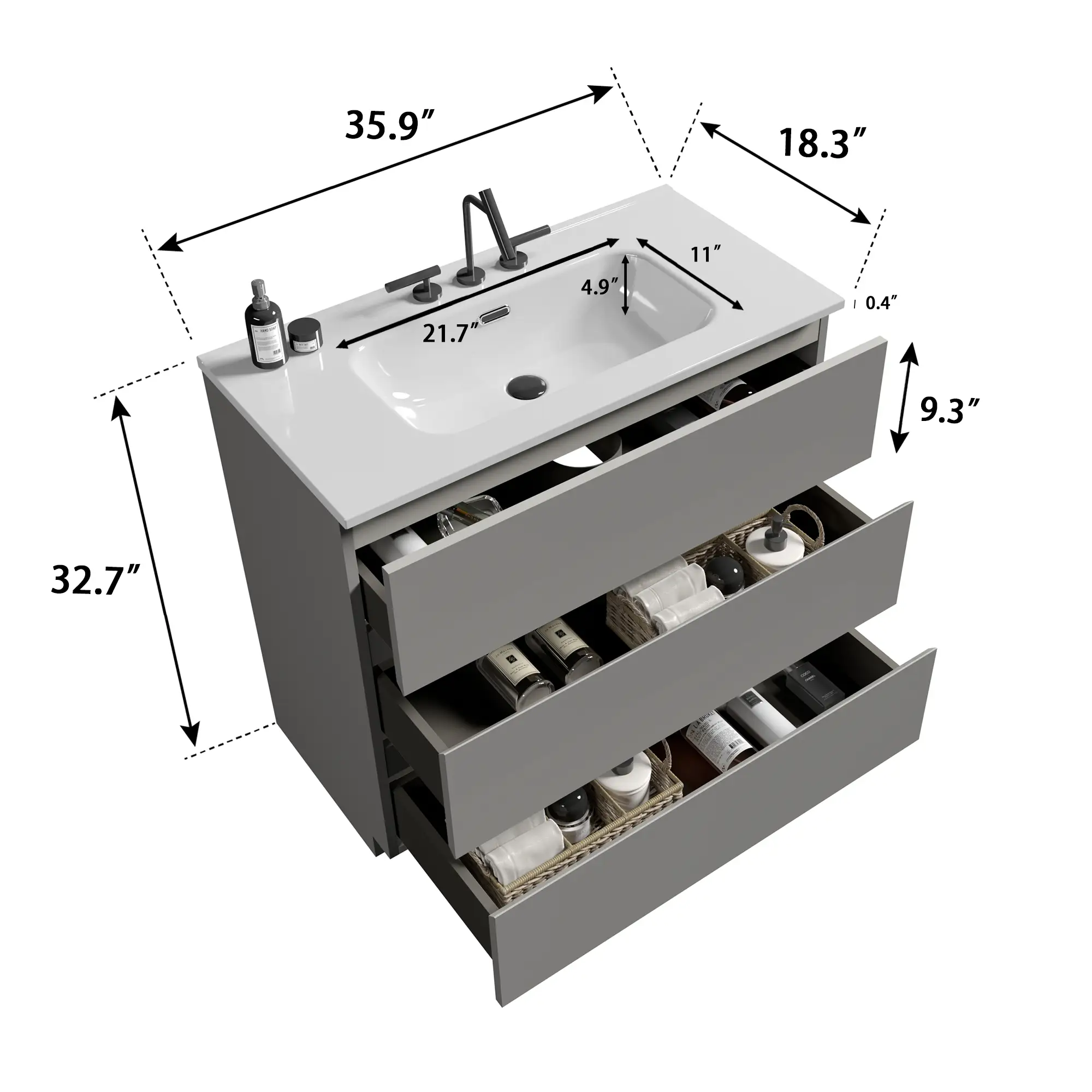 Tia 36" Bathroom Vanity by HouseOfZazla