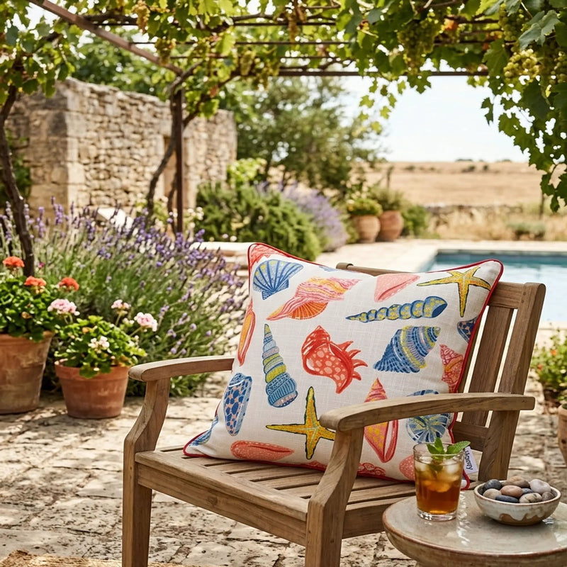 Square Coral Outdoor Pillows (Set of 2) - Multi by HouseOfZazla