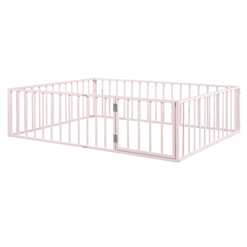 Metal Floor Bed Frame With Fence And Door by Unique Piece Furniture