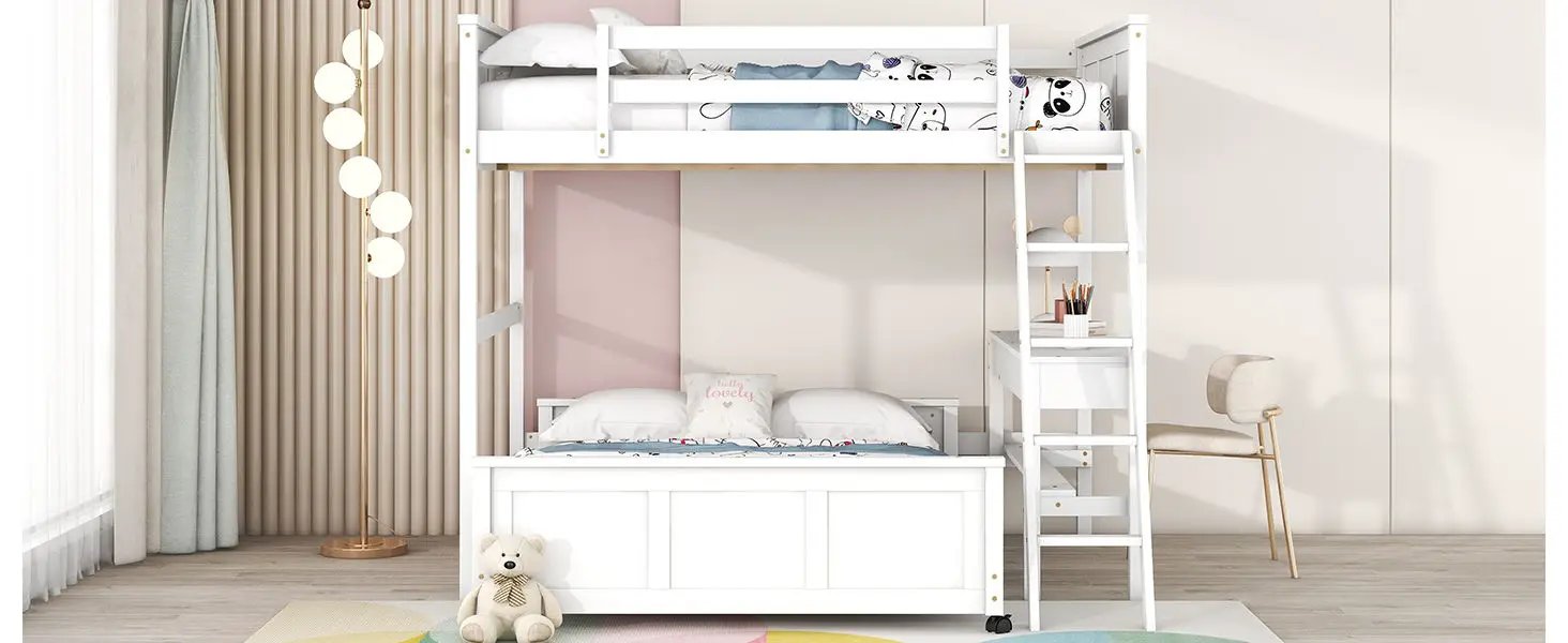 Full Over Full Bunk Bed With Desk