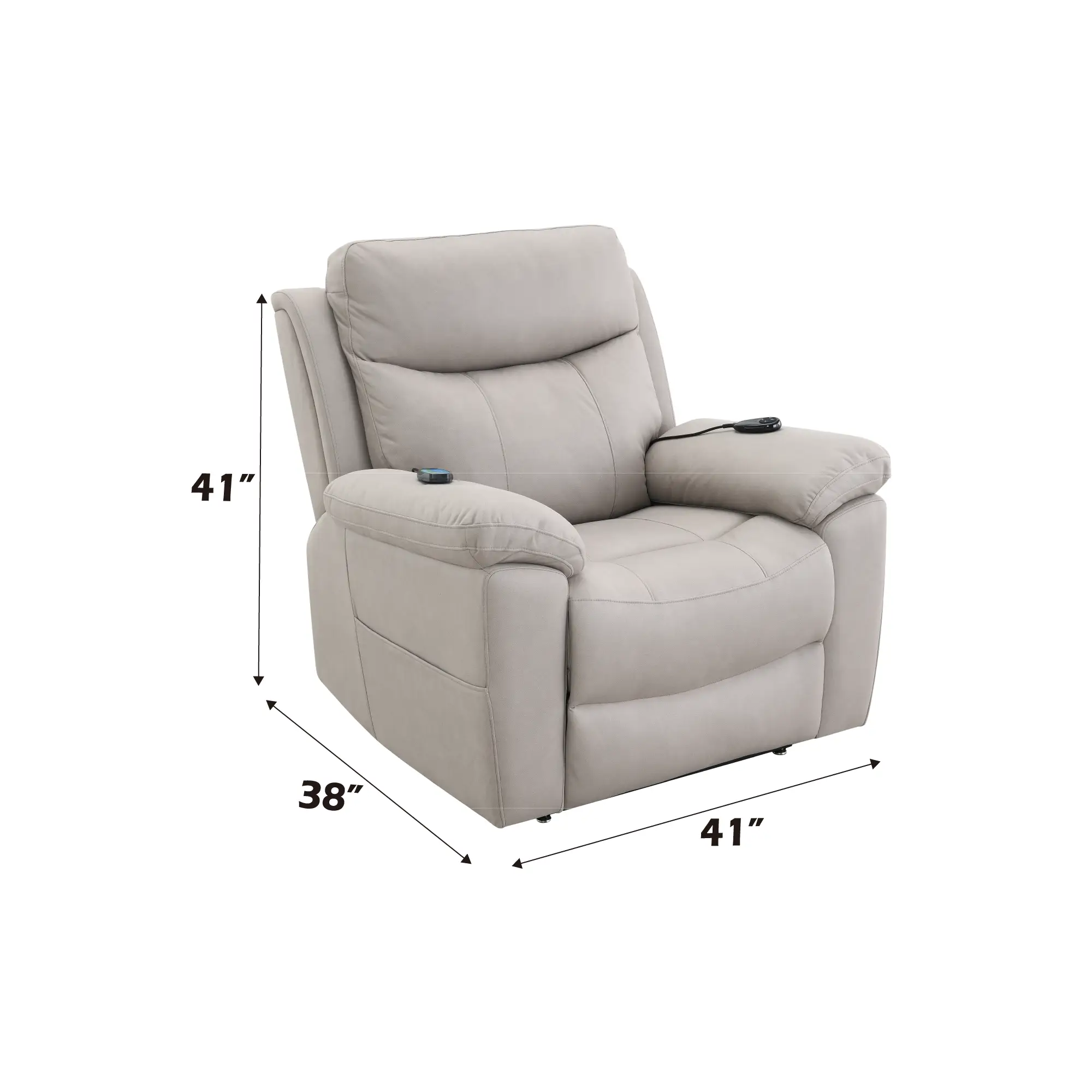 Chriki Beige Chenille & Black Finish Power Recliner with Lift, Heating, and Massage by HouseOfZazla