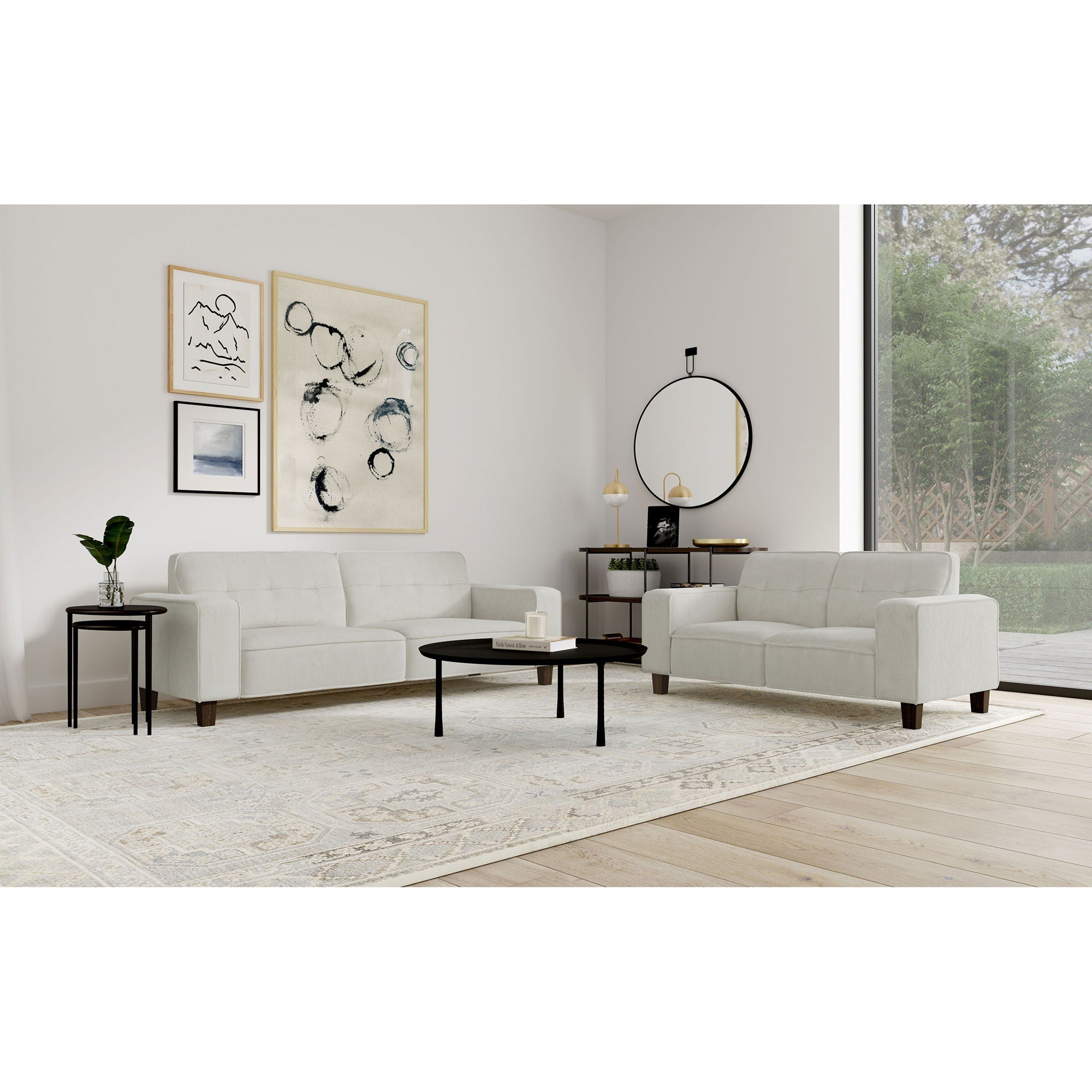 Xana - 2 Piece Upholstered Track Arm Sofa Set - Greige by HouseOfZazla