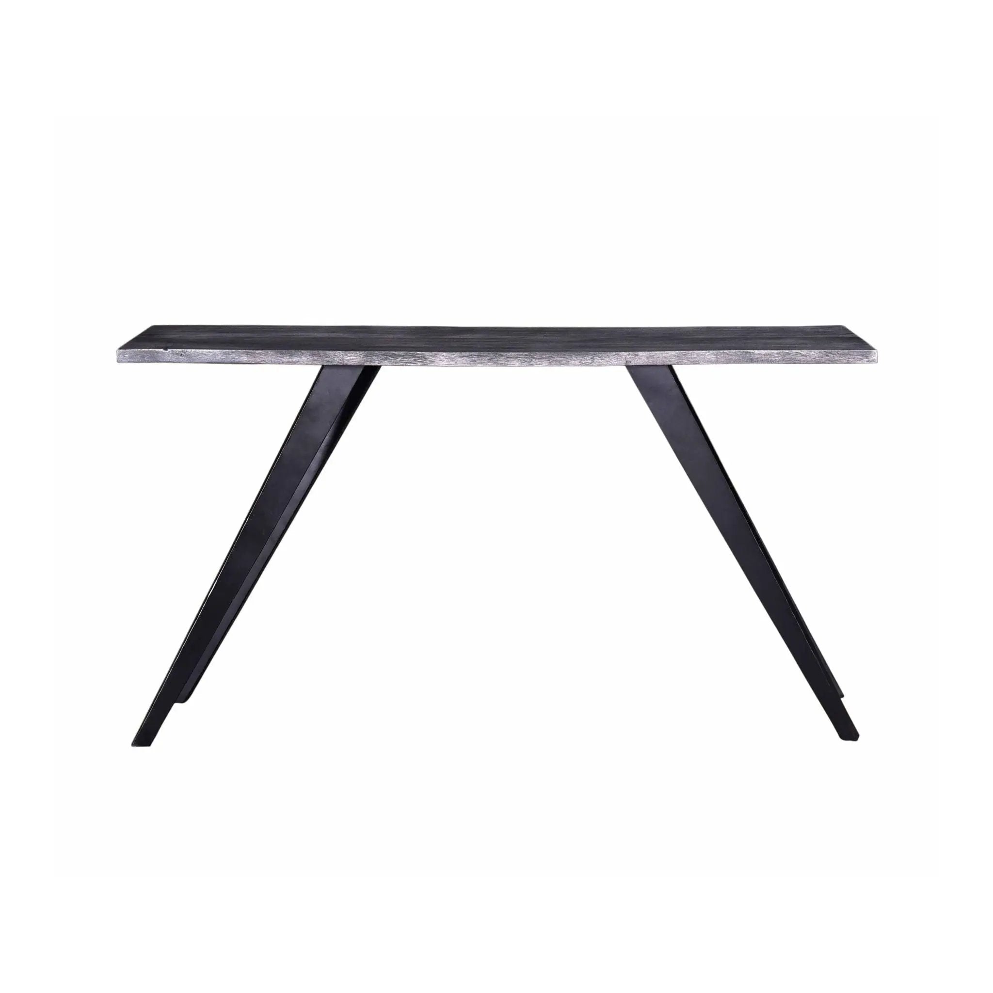 Acacia Wood And Metal Console Table, Live Edge, Angled Legs, Modern Living Room Furniture - Gray / Black by HouseOfZazla