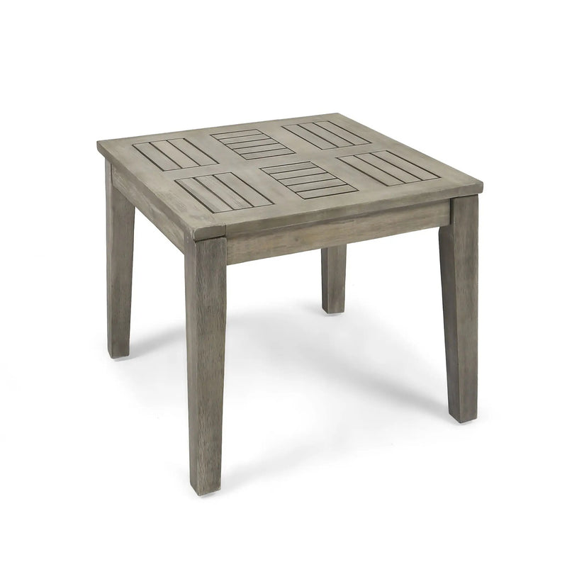 Dexterity Outdoor Square Side Table with Wood Frame - Gray by HouseOfZazla