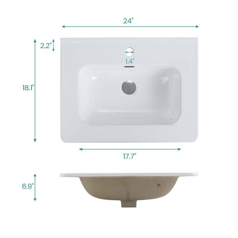 Glossy White Ceramic Integrated Sink by HouseOfZazla