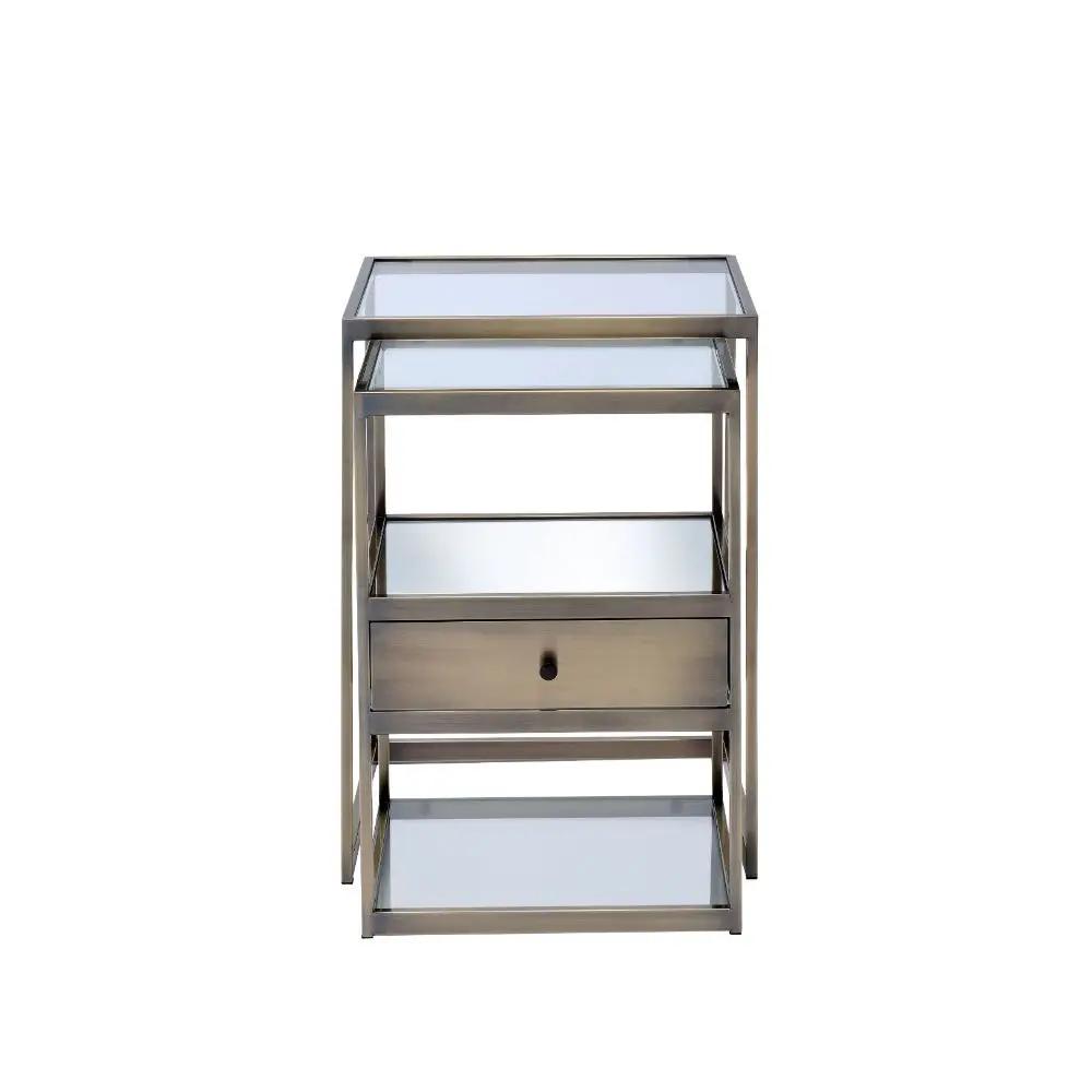 Enca - Nesting Table Set - Clear Glass & Antique Brass by Unique Piece Furniture