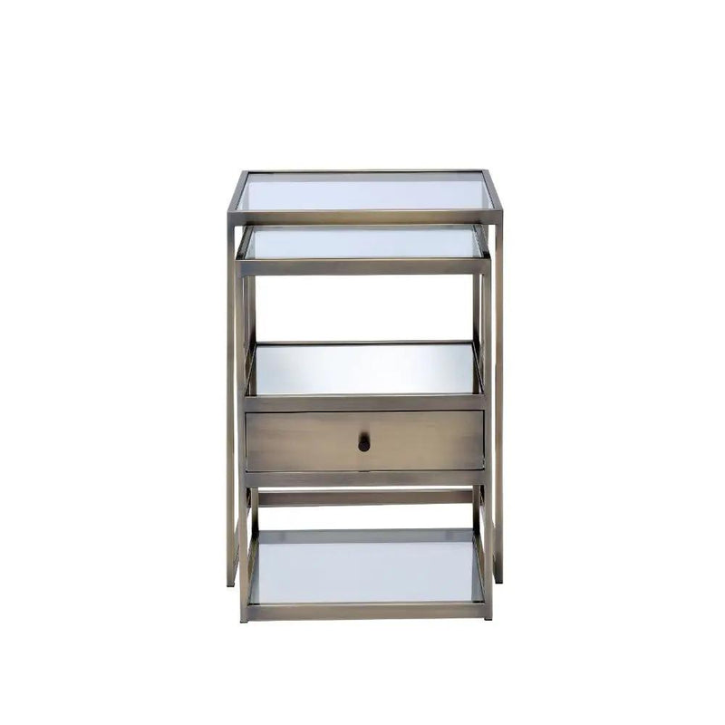 Enca - Nesting Table Set - Clear Glass & Antique Brass by Unique Piece Furniture