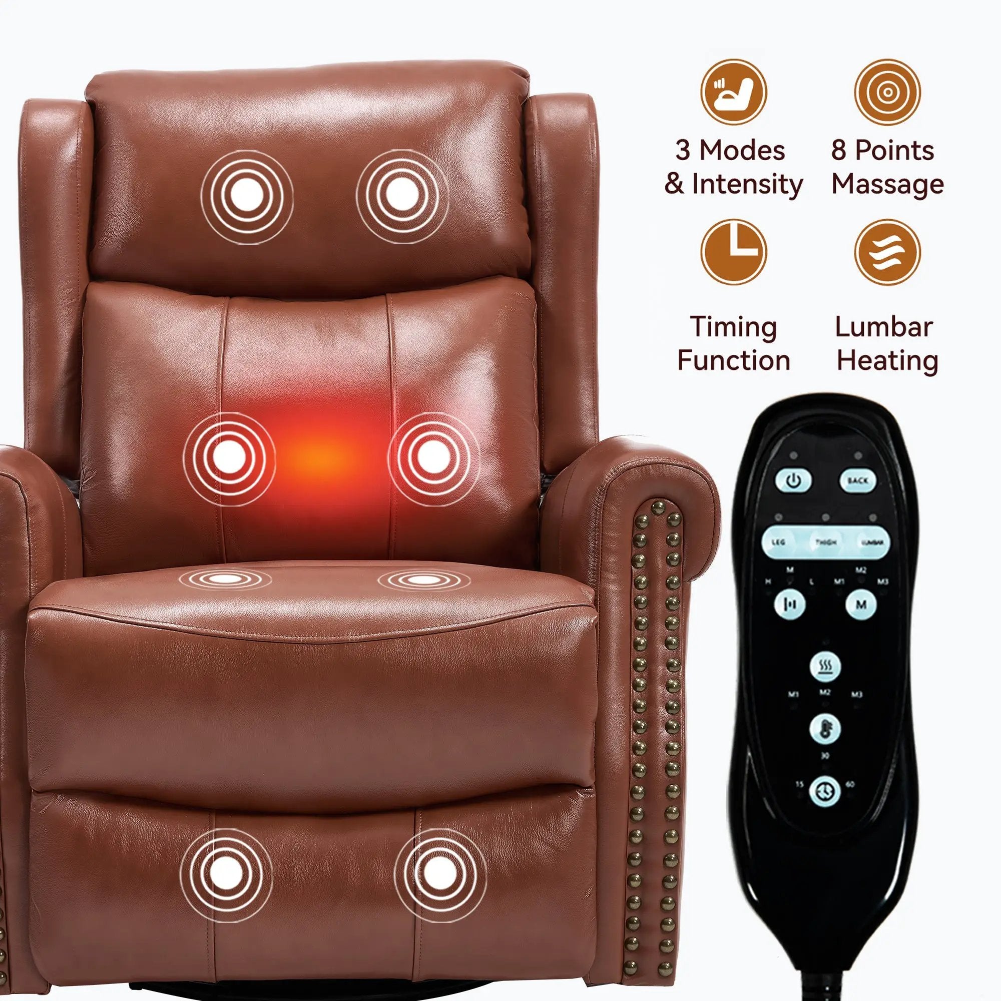 Heat Massage Manual Recliner Chair with Rocker and Swivel by HouseOfZazla