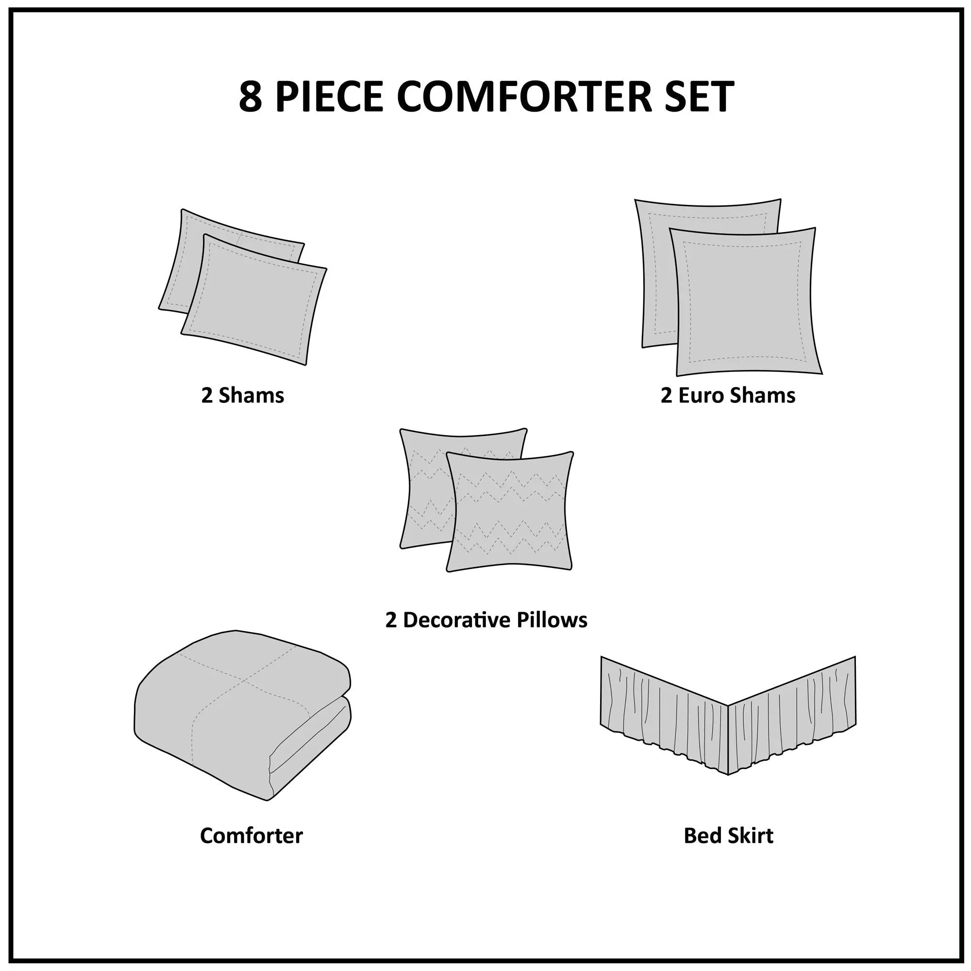 Embroidered 8 Piece Comforter Set Neutral Queen by HouseOfZazla