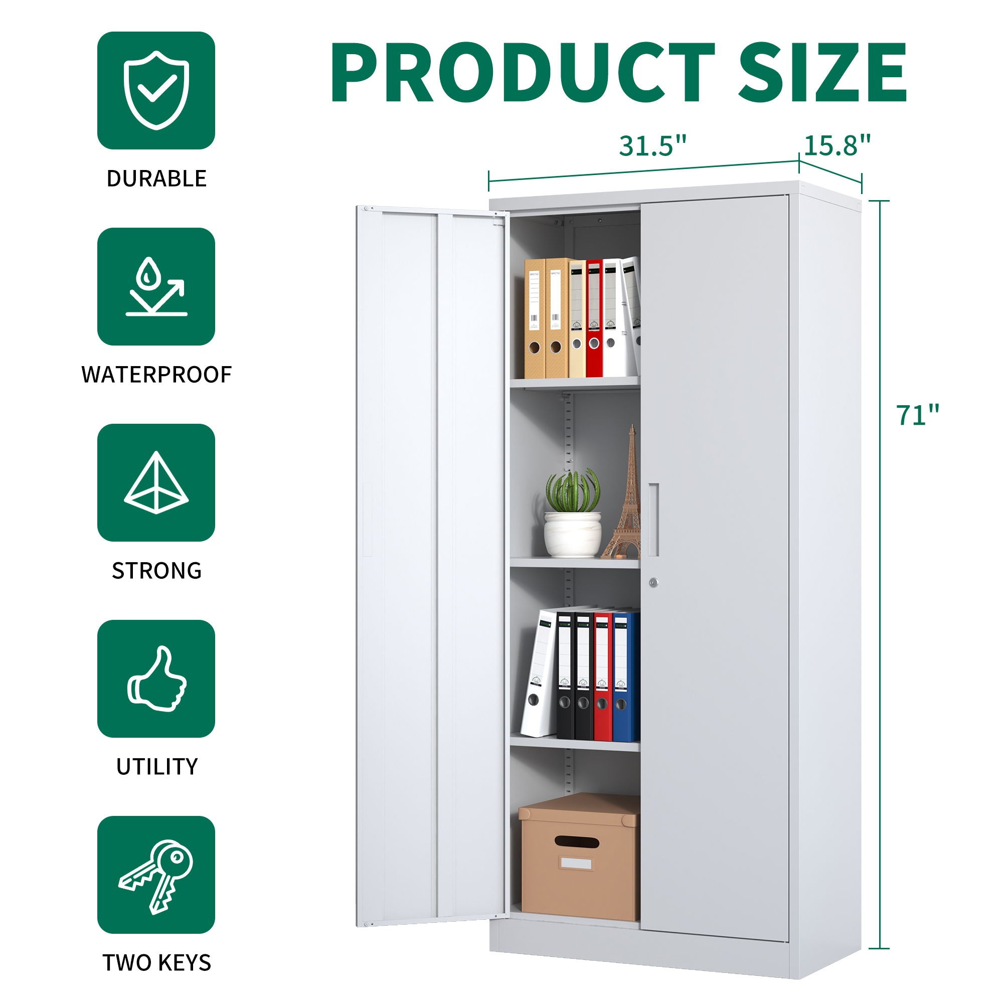 Heavy Metal Garage Storage Cabinet With Locking Doors, Steel, Adjustable Shelves by HouseOfZazla