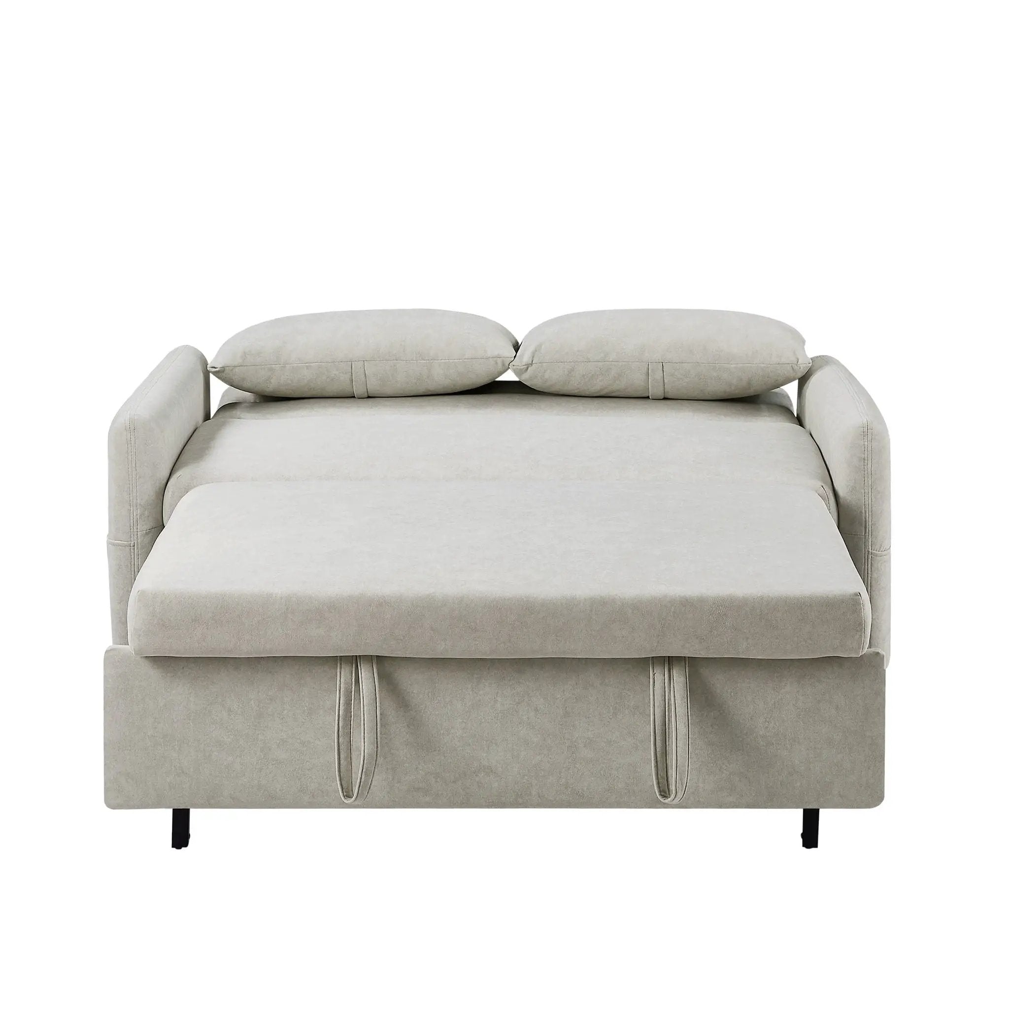 Pull Out Sleep Sofa Bed Loveseats Sofa Couch With Adjsutable Backrest, Storage Pockets, 2 Soft Pillows, USB Ports For Living Room, Bedroom, Apartment, Office by HouseOfZazla