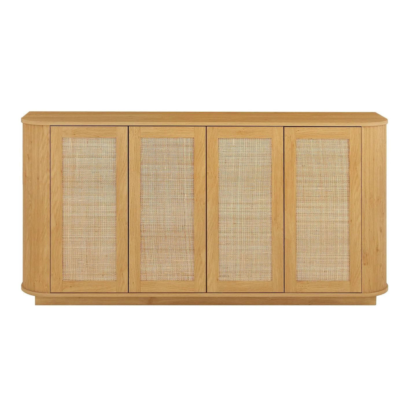 Contemporary Wave Shaped TV Stand With Rattan Doors by Unique Piece Furniture