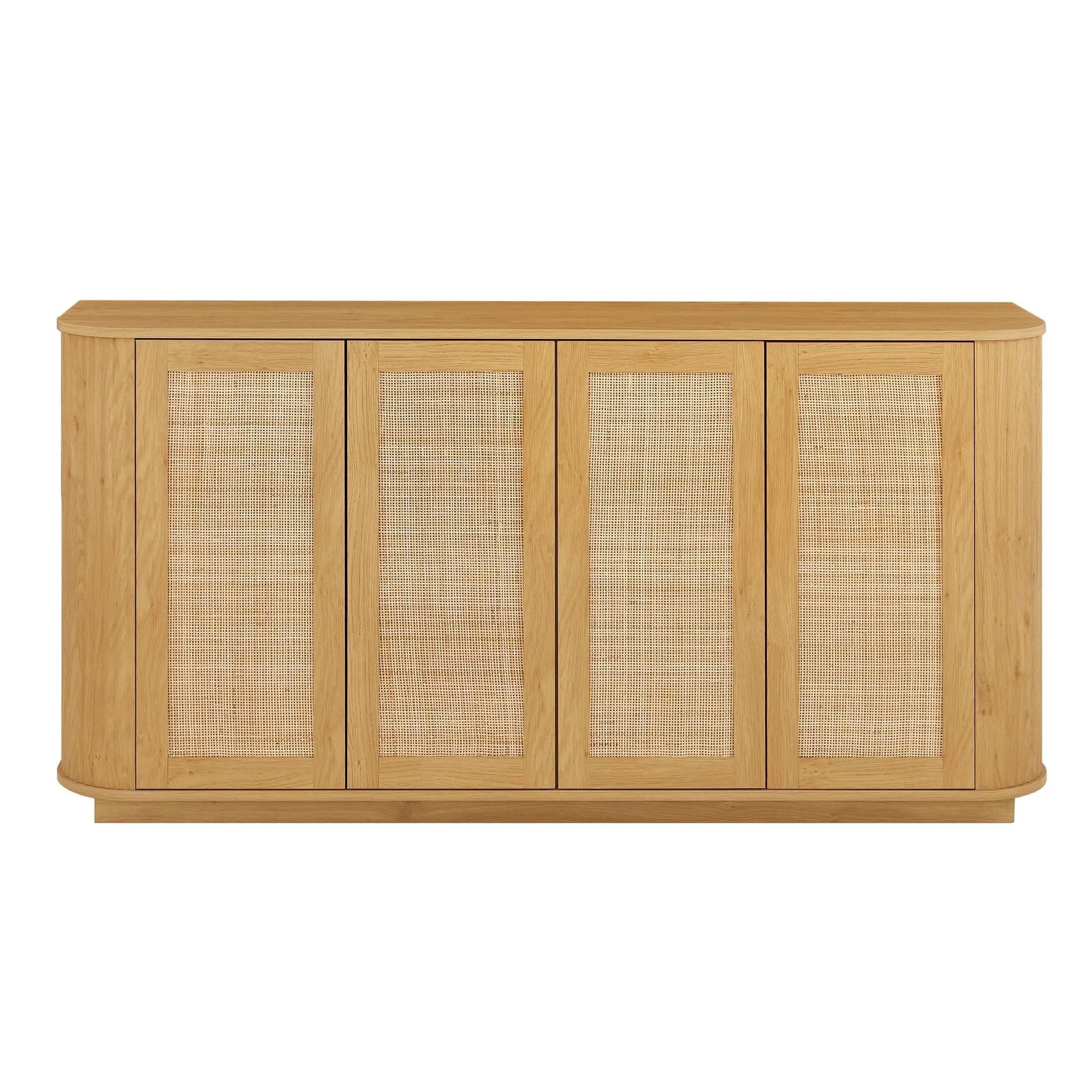 Contemporary Wave Shaped TV Stand With Rattan Doors by Unique Piece Furniture