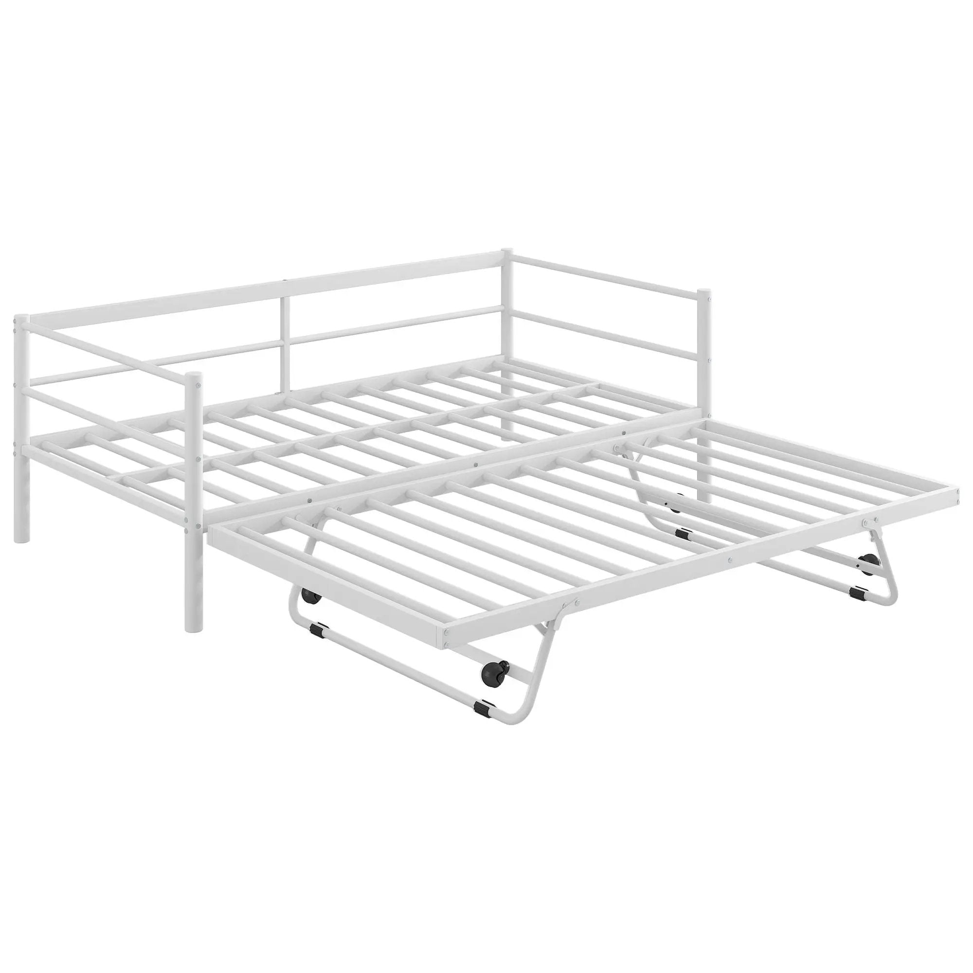 Industrial Metal Daybed With Adjustable Pop Up Trundle And LED Strip by HouseOfZazla