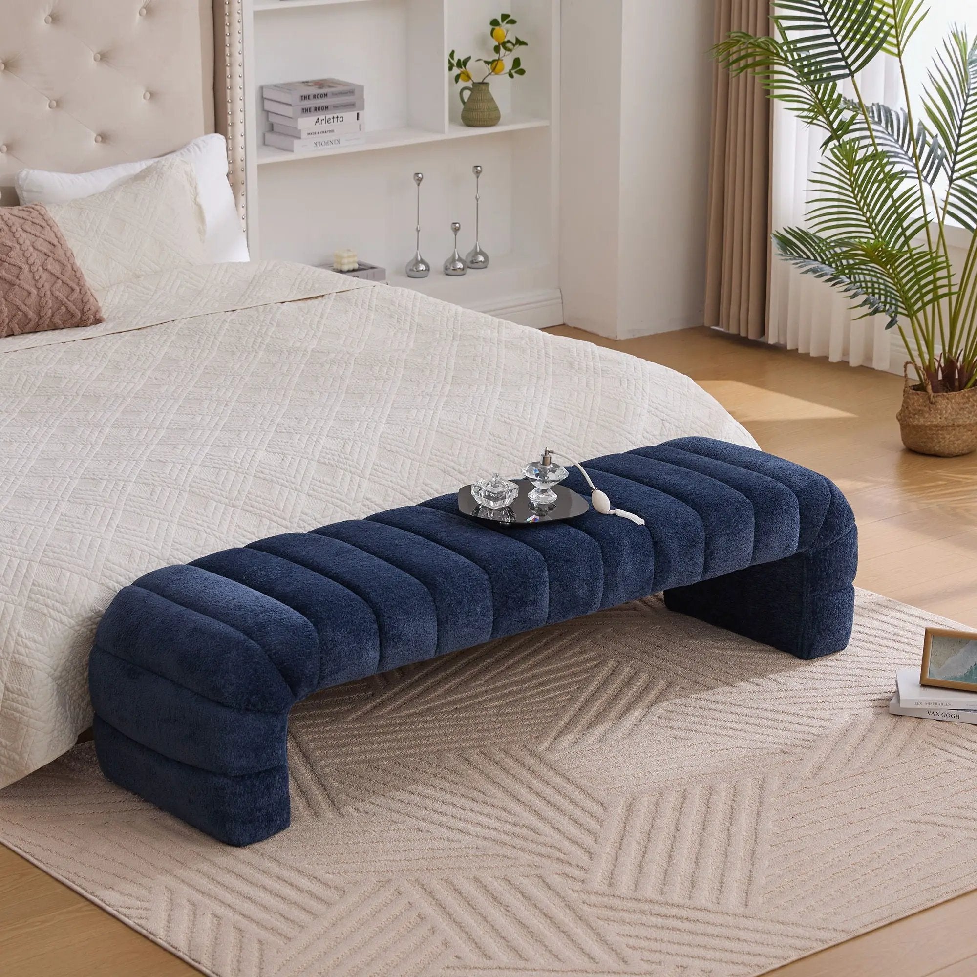 Modern Upholstered Armless Bed Bench With Channel Tufted Design by HouseOfZazla