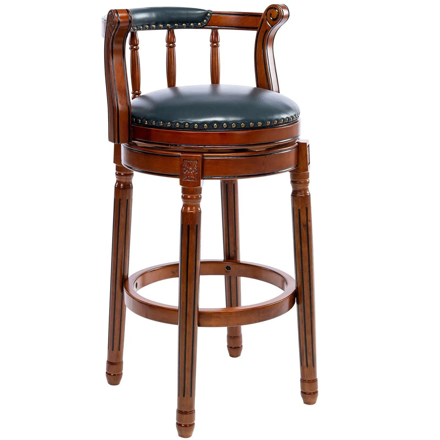 Swivel Cow Top Wooden Bar Stool, 360 Degree Swivel Bar Height Chair With Backs For Home Kitchen Counter by Unique Piece Furniture