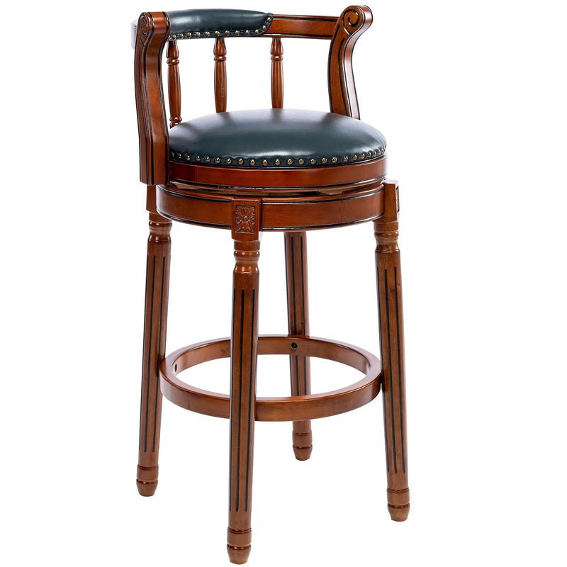 Swivel Cow Top Wooden Bar Stool, 360 Degree Swivel Bar Height Chair With Backs For Home Kitchen Counter by Unique Piece Furniture