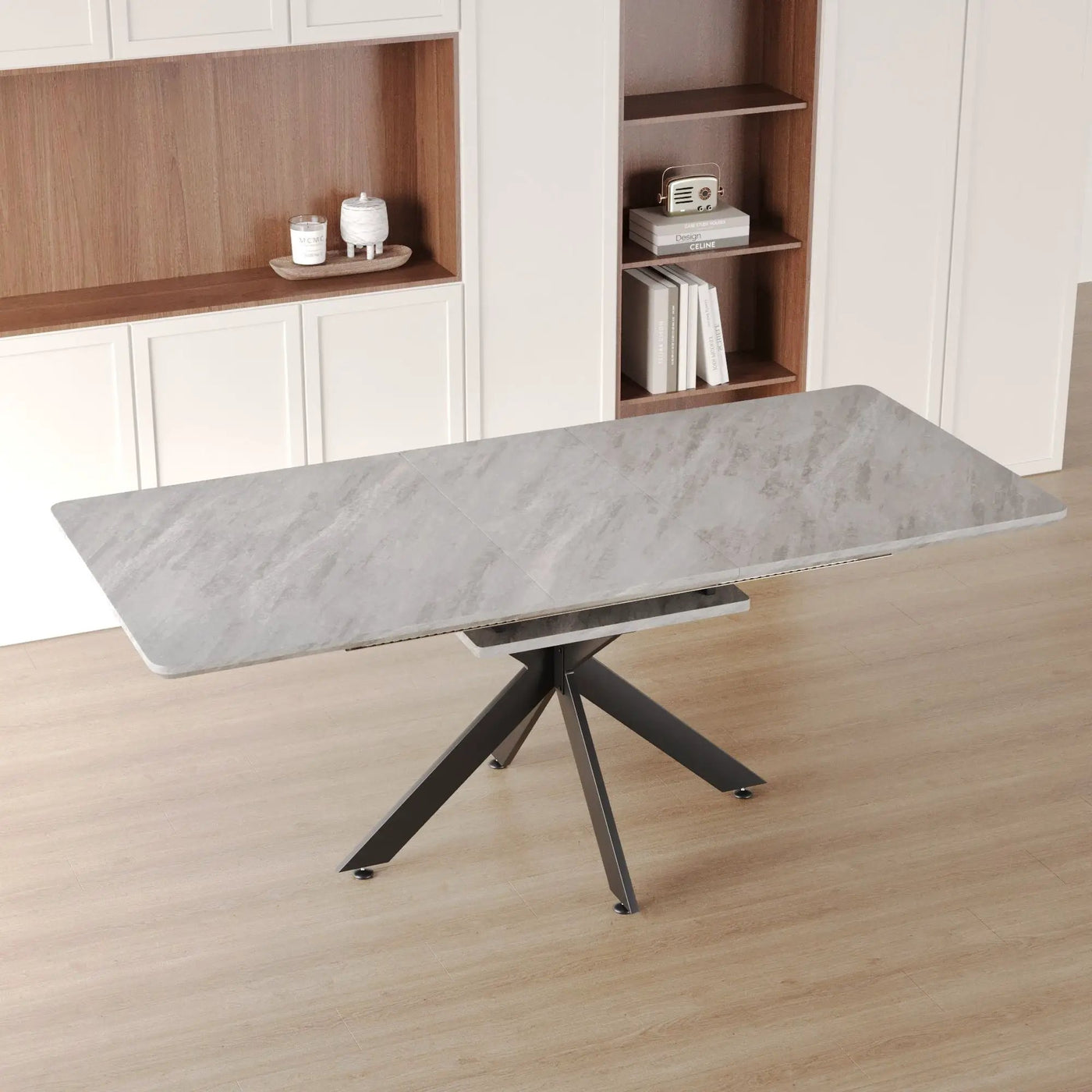 Modern Extendable Dining Table Set With Soft Padded Armless Chairs by HouseOfZazla