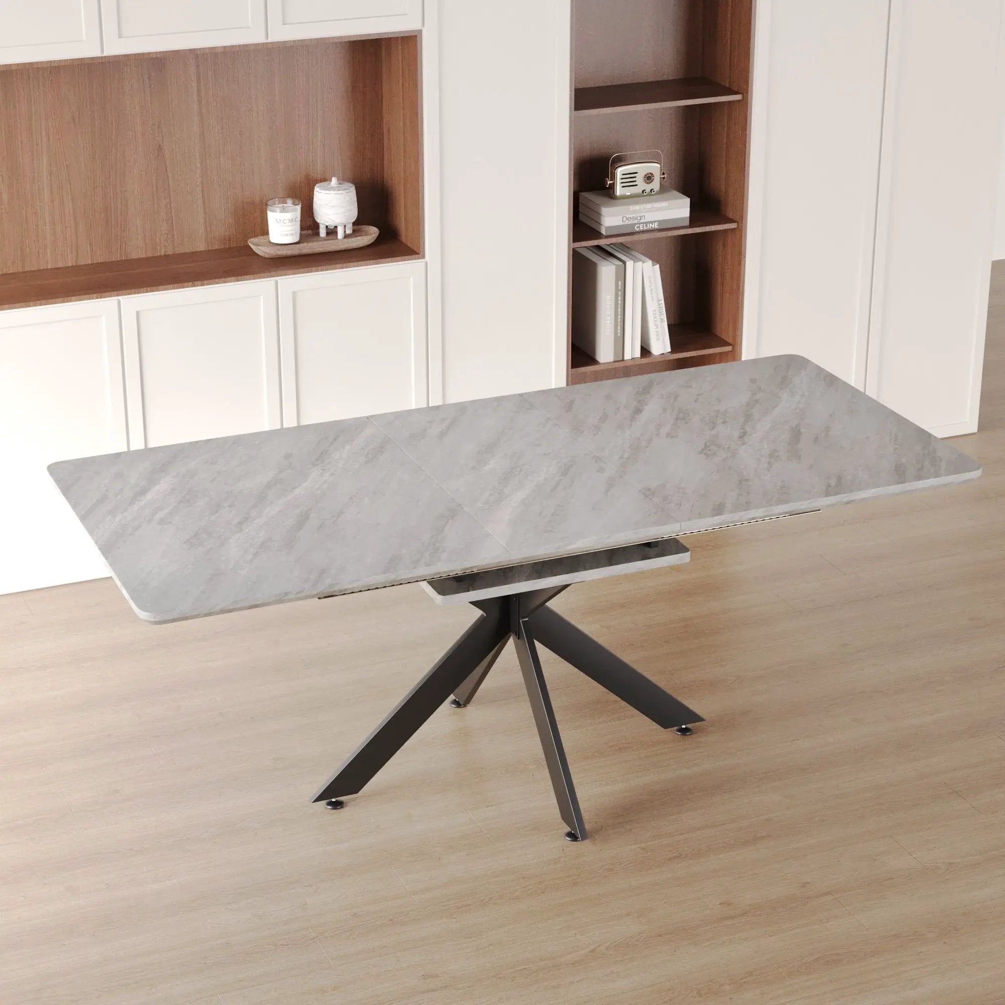 Modern Mid-Century Dining Table Set With Extendable Design by HouseOfZazla