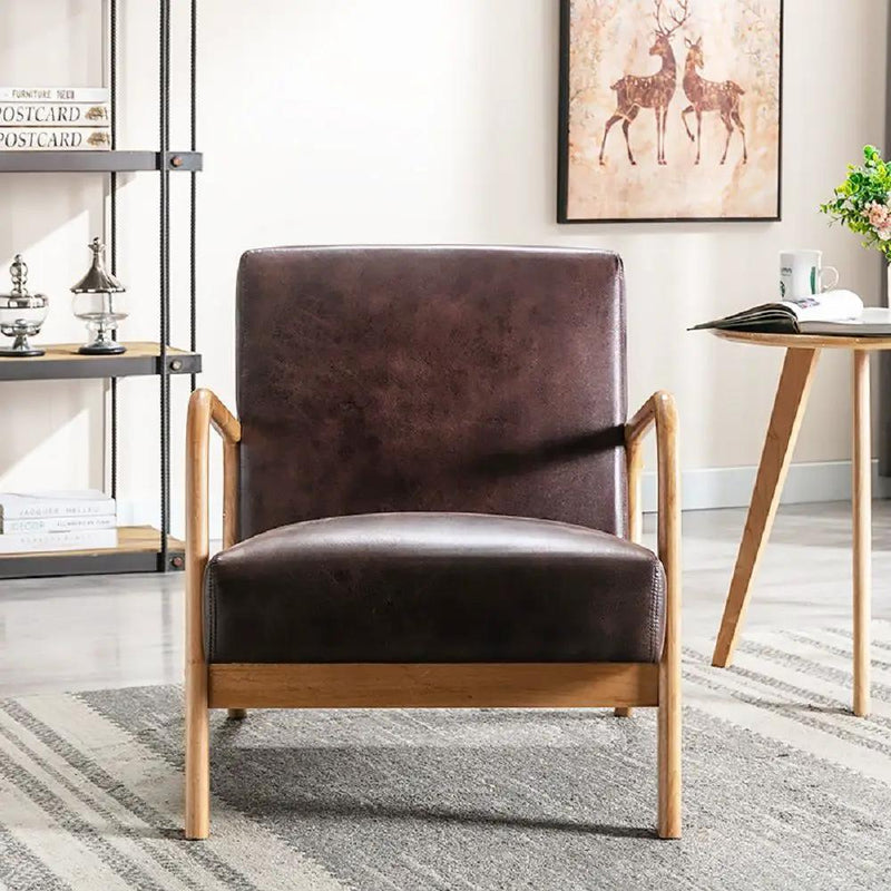 Open Framed Armchair With Cushioning Brown - Dark Brown by Unique Piece Furniture