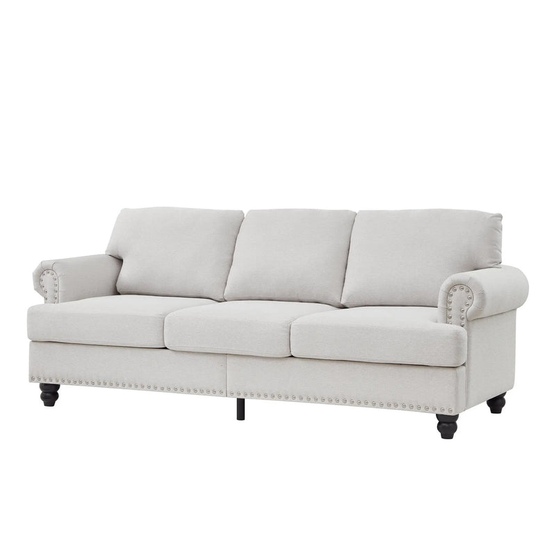 83" Modern Classic Design with Nails Living Room Three Seater Sofa by HouseOfZazla