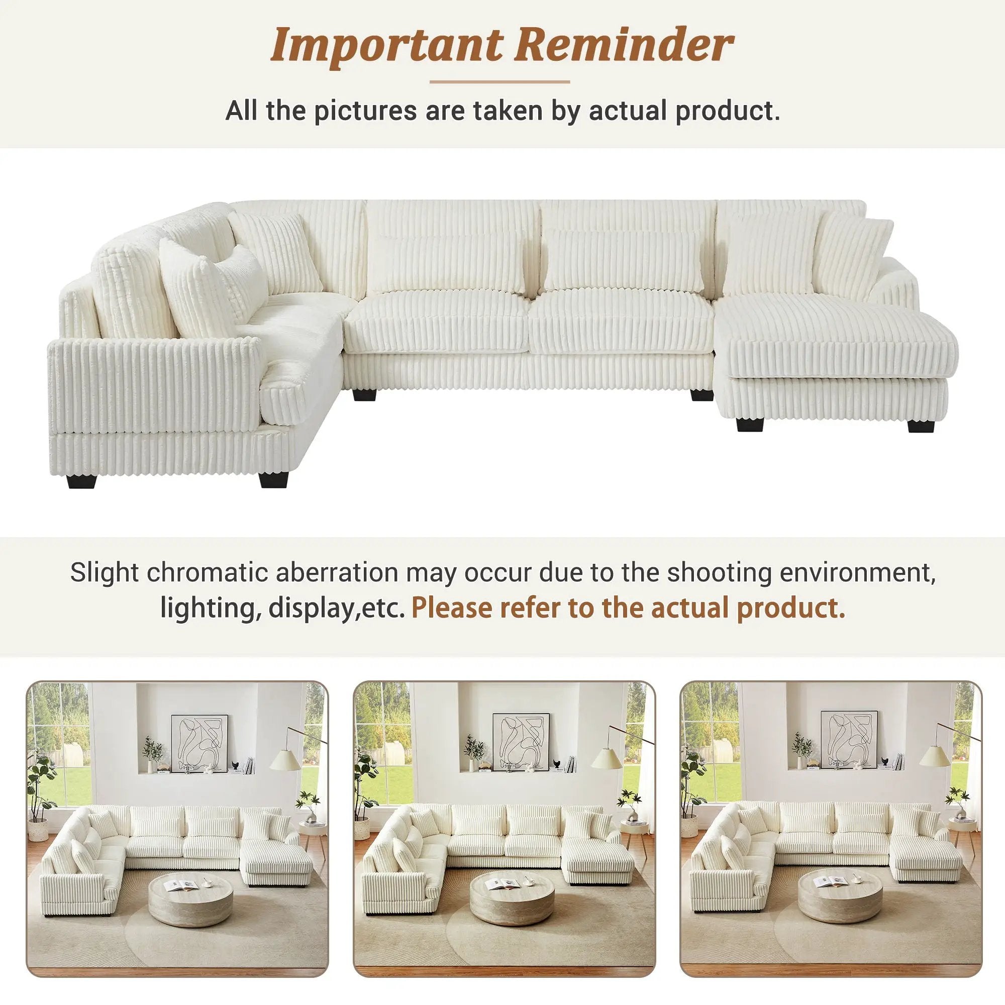 Oversized Sectional Sofa U - Shaped Sofa Couch Modern Sofa Upholstered In Soft With A Chaise Lounge For Living Room by HouseOfZazla