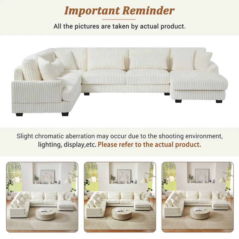 Oversized Sectional Sofa U - Shaped Sofa Couch Modern Sofa Upholstered In Soft With A Chaise Lounge For Living Room by HouseOfZazla