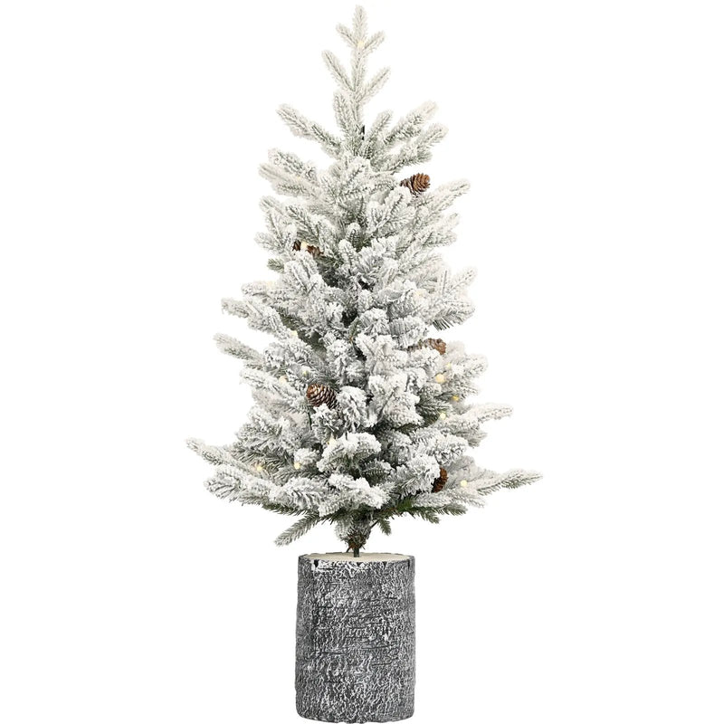 4.5FT Flocked Christmas Tree with Pot Base and LED Lights by HouseOfZazla