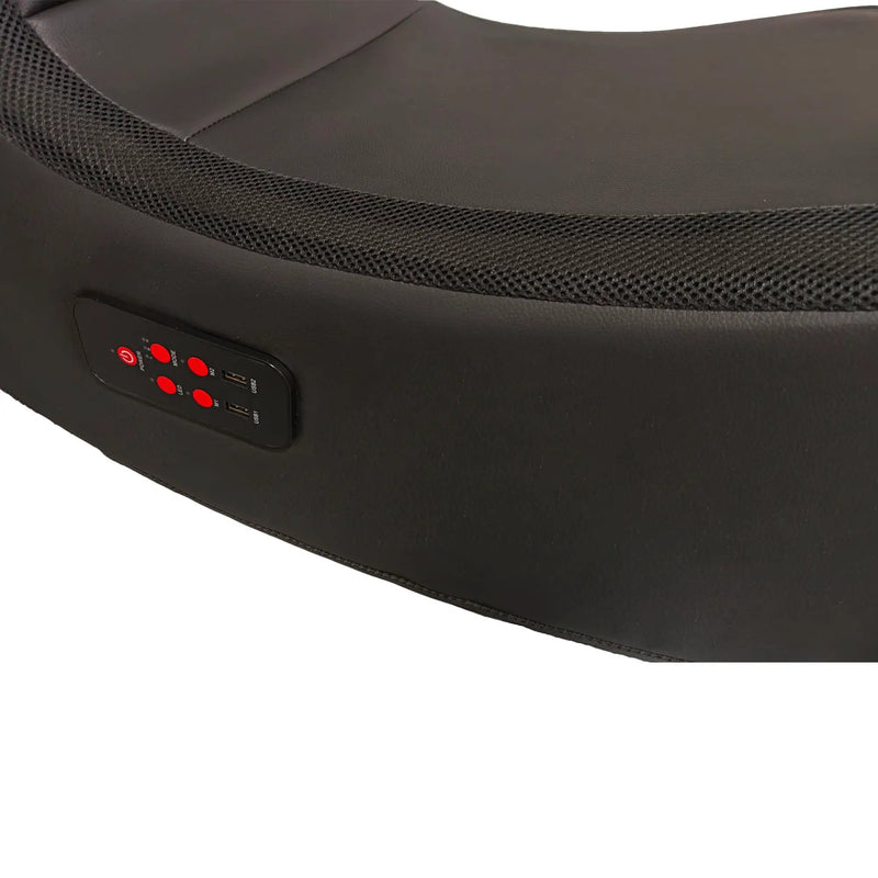 Foldable Gaming Chair With Onboard Speakers, LED Strip Lighting, Bluetooth, Vibration Massage, USB Charging Port - Black by HouseOfZazla