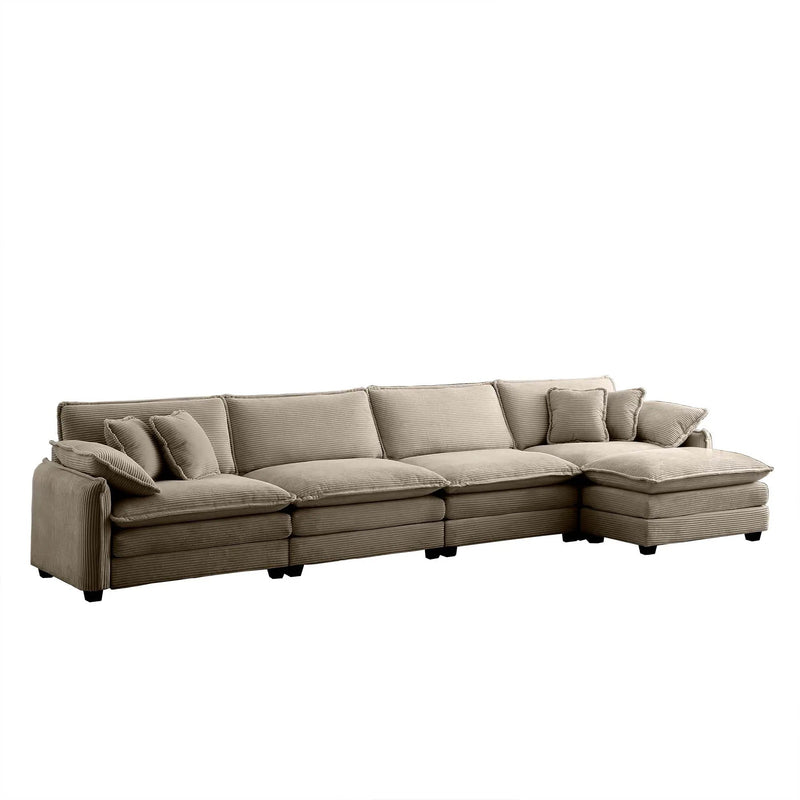 Modern Corduroy Upholstered 4-Seater Sofa with Footstool by HouseOfZazla