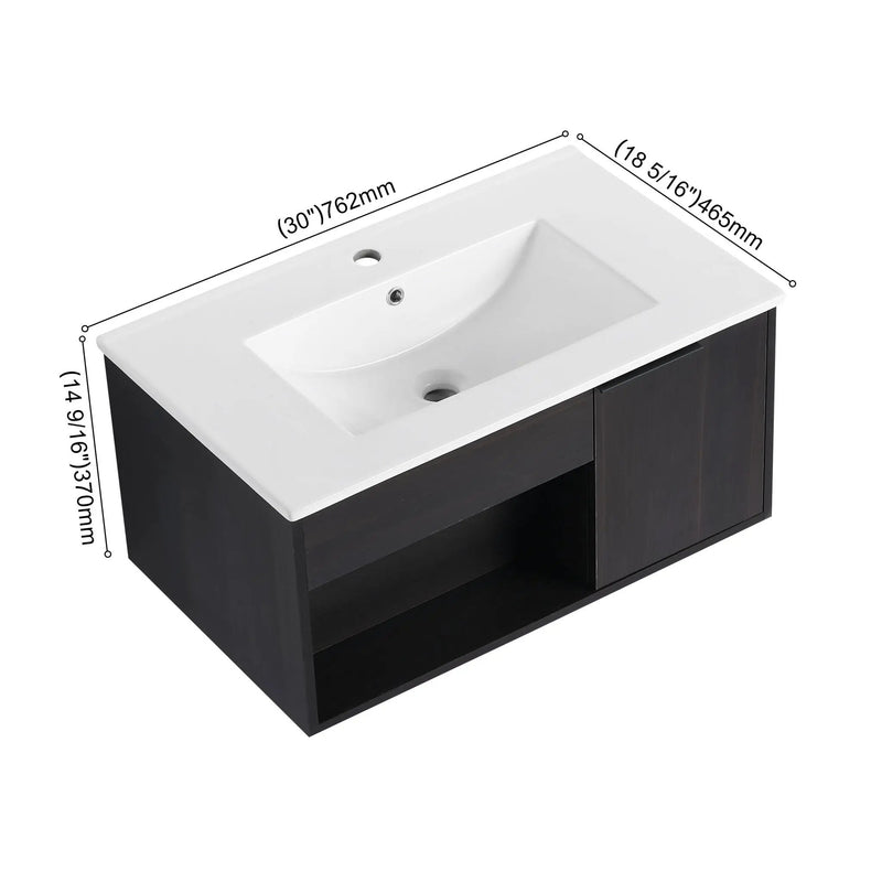 Wall Mounted Floating Bathroom Vanity With Open Shelf & Soft Close Door by Unique Piece Furniture