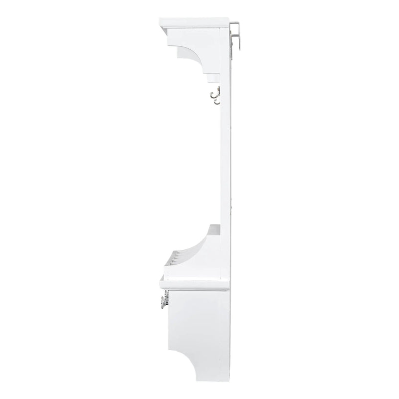 Floating Makeup Vanity With Big Mirror, Wall Mounted Storage Vanity With Drawers, Pockets & Hooks, Space Saving Decorative Home Organizer - White by Unique Piece Furniture