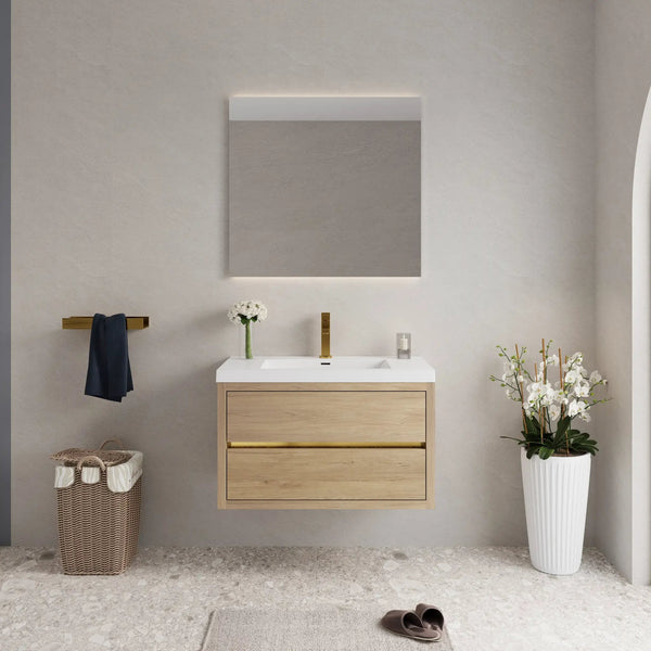 36" Wall-Mounted Bathroom Vanity with Sink