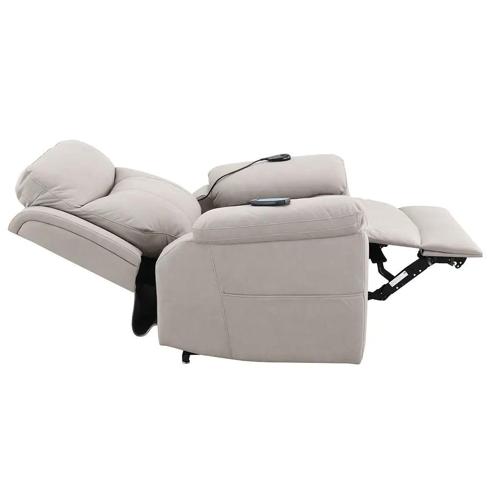 Chriki - Power Recliner With Lift & Heating & Massage - Beige Chenille & Black by Unique Piece Furniture